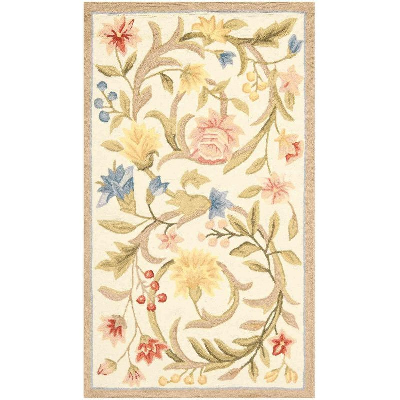 Hand Hooked Wool Floral Rug