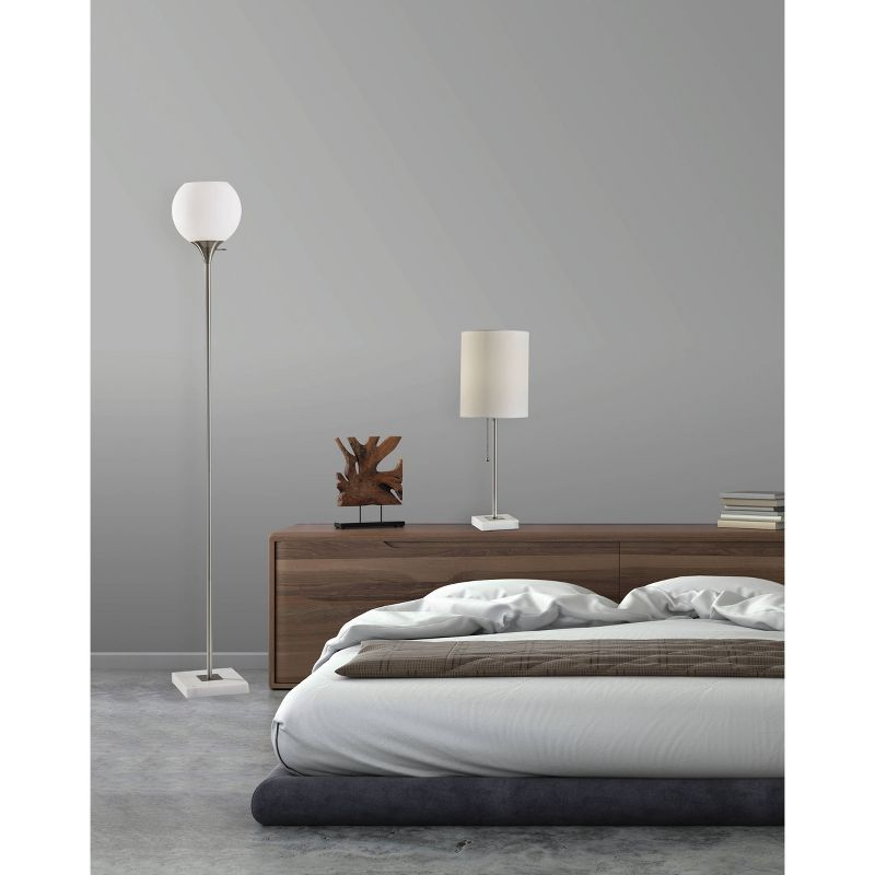 Adesso 23" Fiona Table Lamp Steel: Marble Base, Brushed Finish, Pull Chain Switch