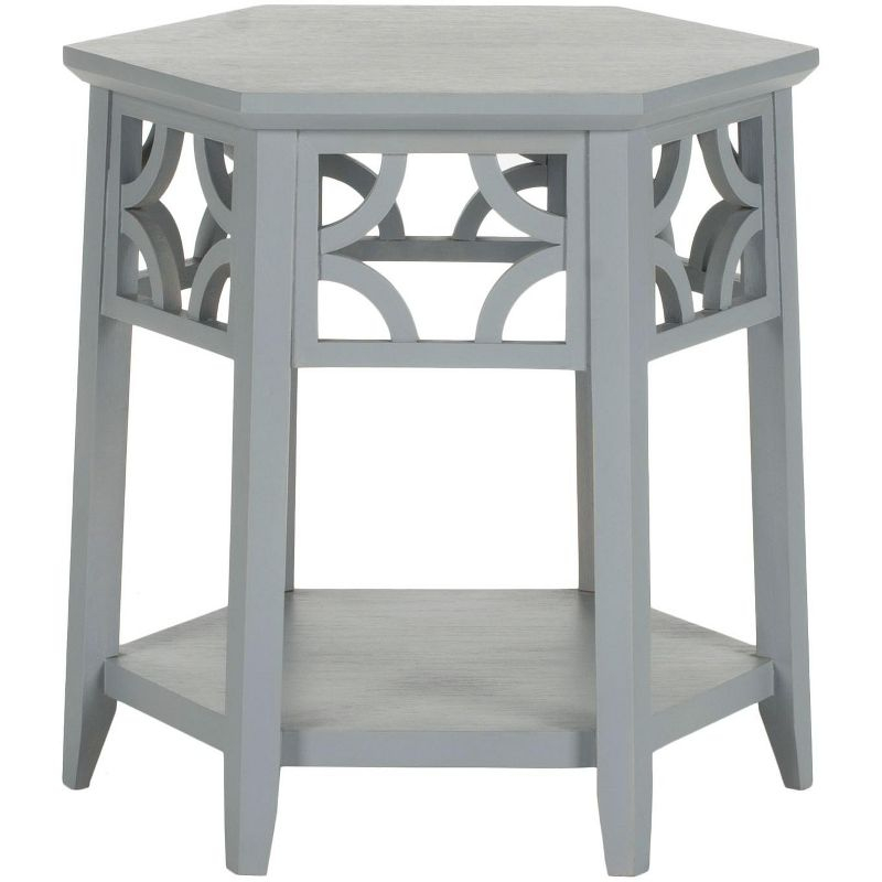 Connor Hexagon End Table - AMH4602C - Pearl Blue Grey - Safavieh Couture