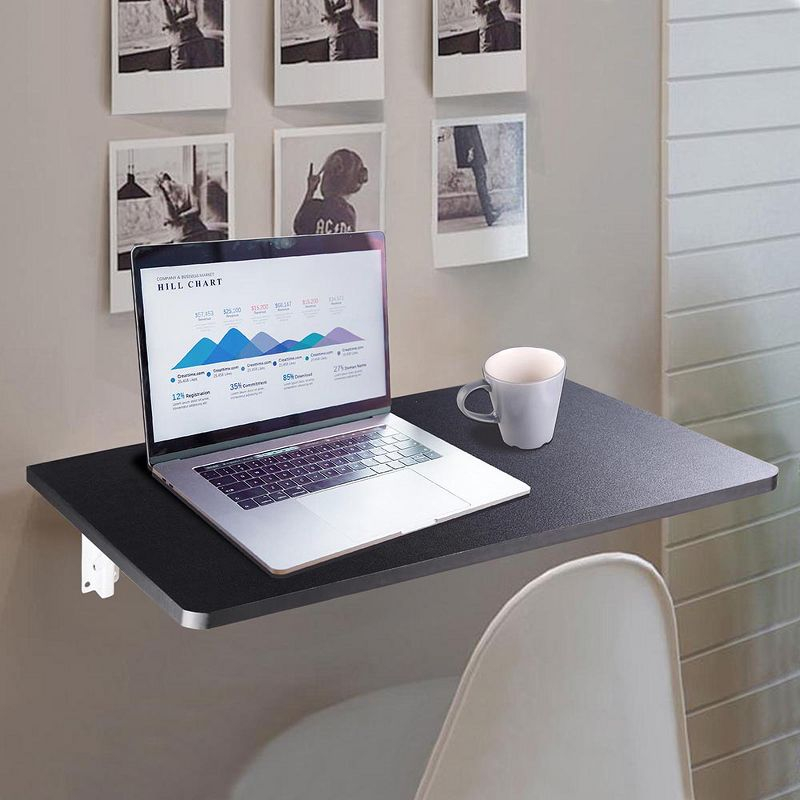 Yescom Wall Mounted Floating Folding Computer Desk 23 5/8" x 15 3/4" 66lbs Weight Capacity Black