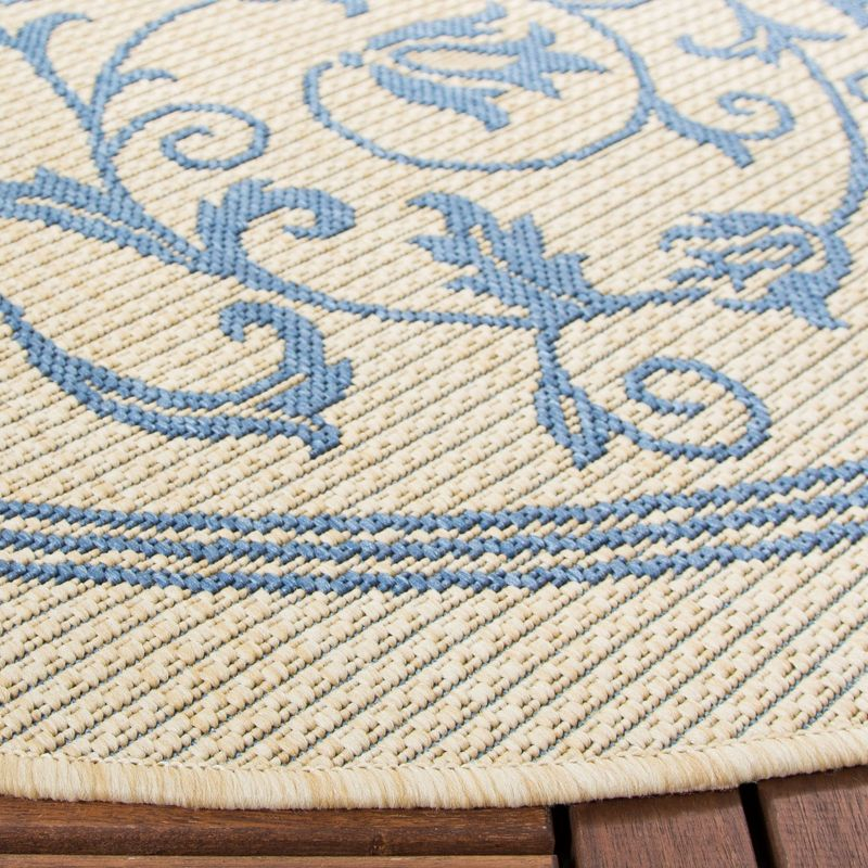 Courtyard CY2098 Power Loomed Indoor and Outdoor Accent Rug - Natural/Blue - 2'x3'7" - Safavieh