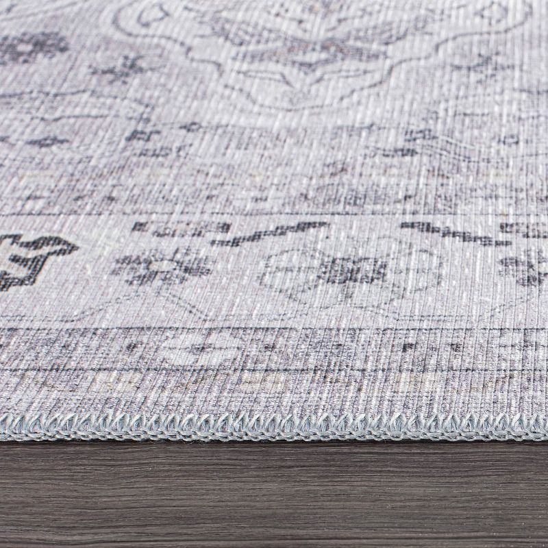 World Rug Gallery Transitional Medallion Machine Washable 2'1"x3' Gray Area Rug