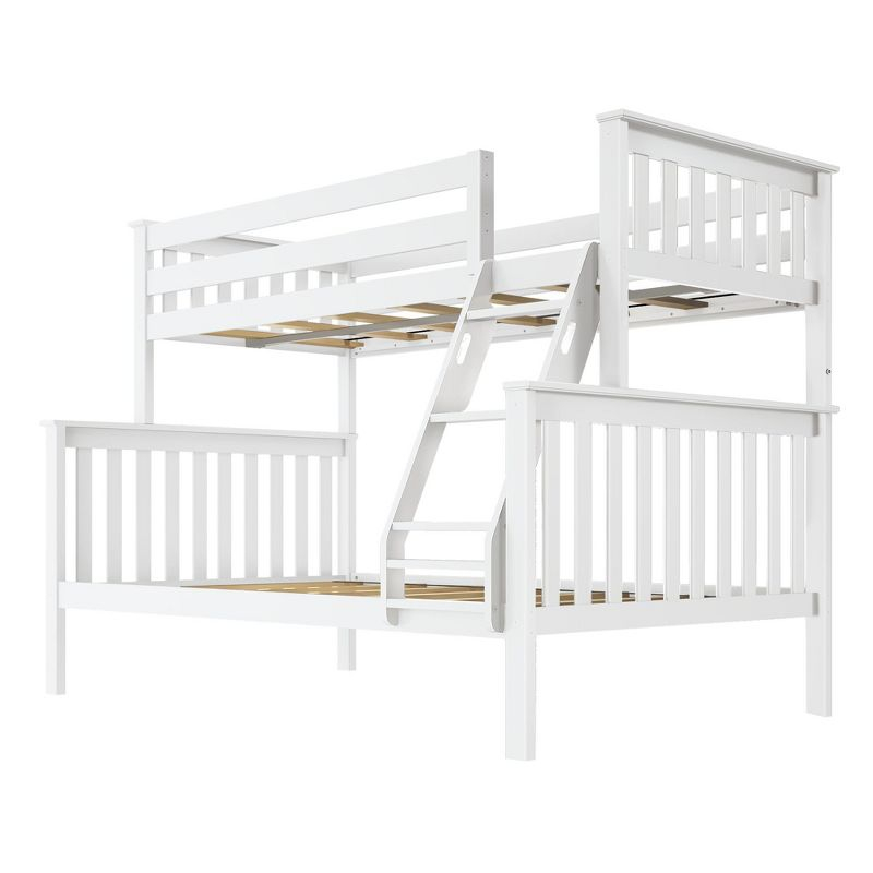 Max & Lily Bunk Bed Twin over Full Size, Solid Wood Bunk Beds with Ladder for Kids