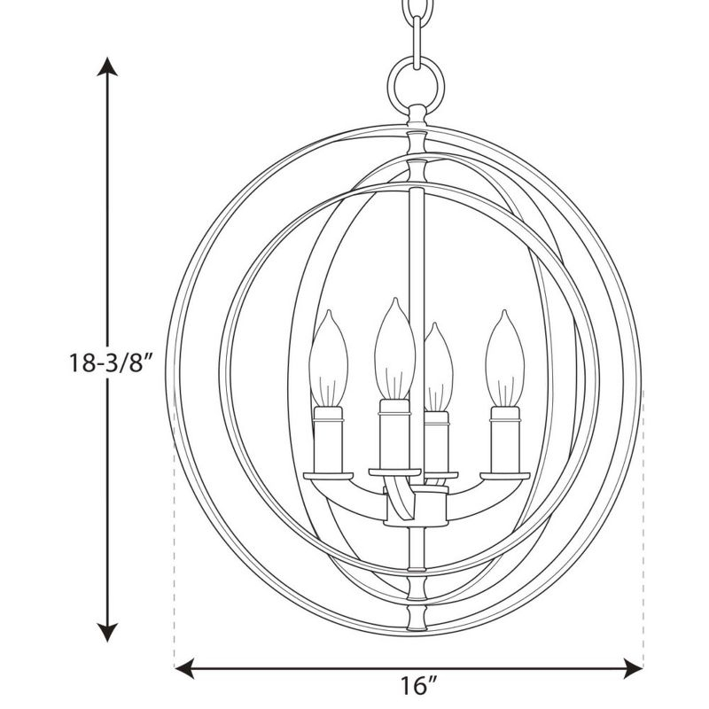 Progress Lighting Equinox 4-Light Foyer Pendant, Steel, Burnished Silver, No Shade