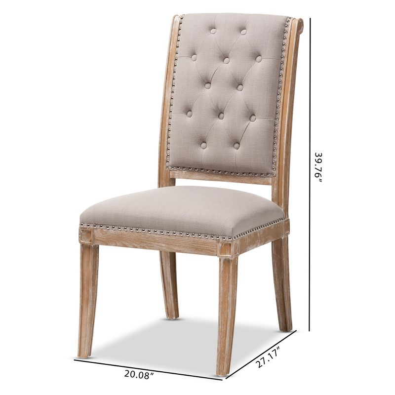 Charmant Wood Dining Chair Light Beige - Baxton Studio: French Provincial, Foam-Padded, Nailhead Trim