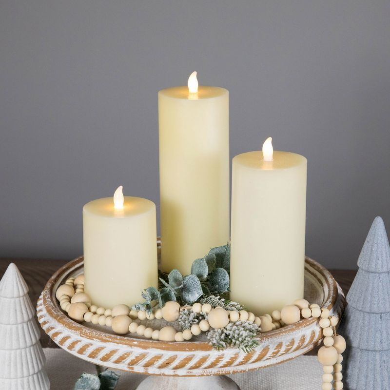 Northlight LED Flickering Flameless Pillar Candles - 8.75" - Cream - Set of 3