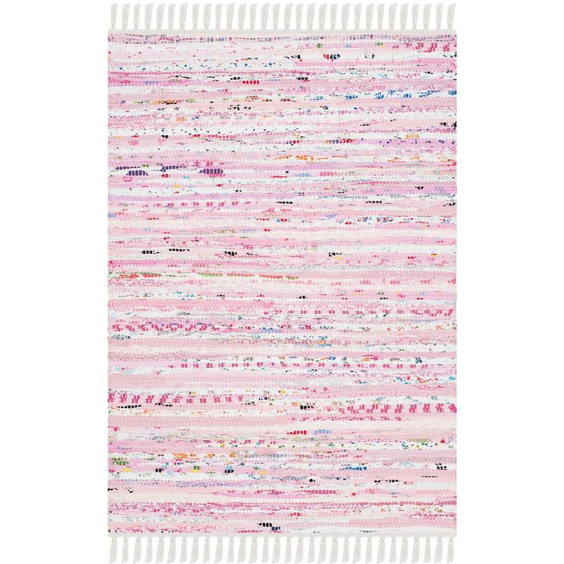 Rag Rug RAR125 Hand Woven Indoor Accent Rug - Light Pink/Multi - 2'3"x3'9" - Safavieh.