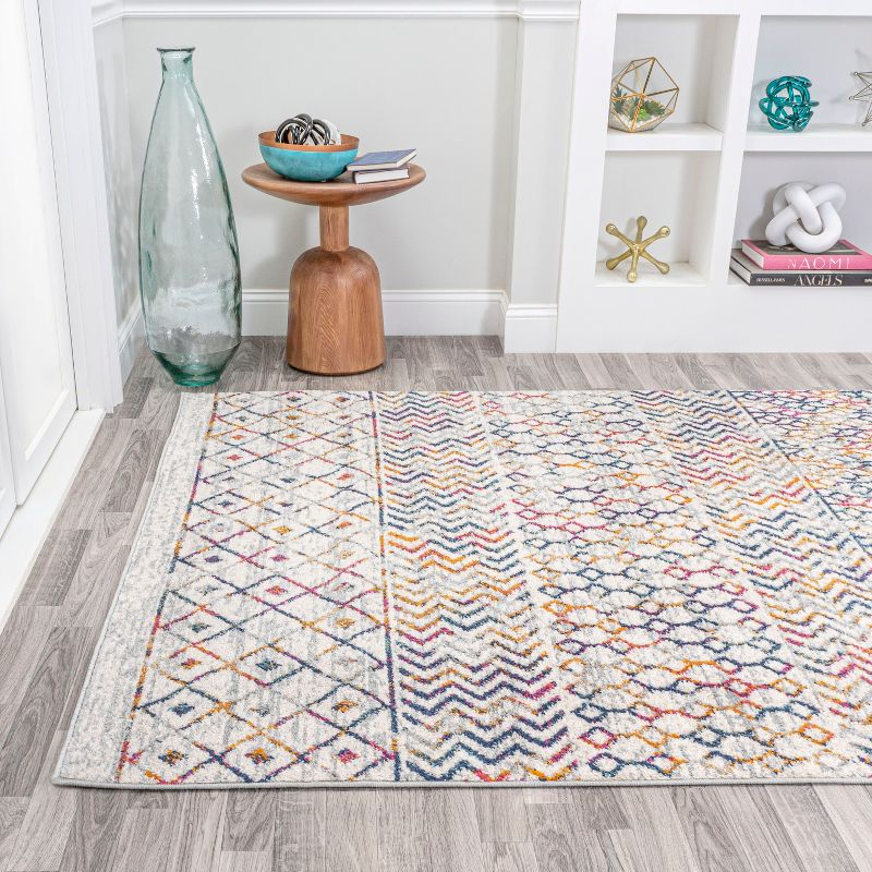 3' x 5' Arta Moroccan Vintage Geometric Rug Area Rug, Multi/Cream - JONATHAN Y