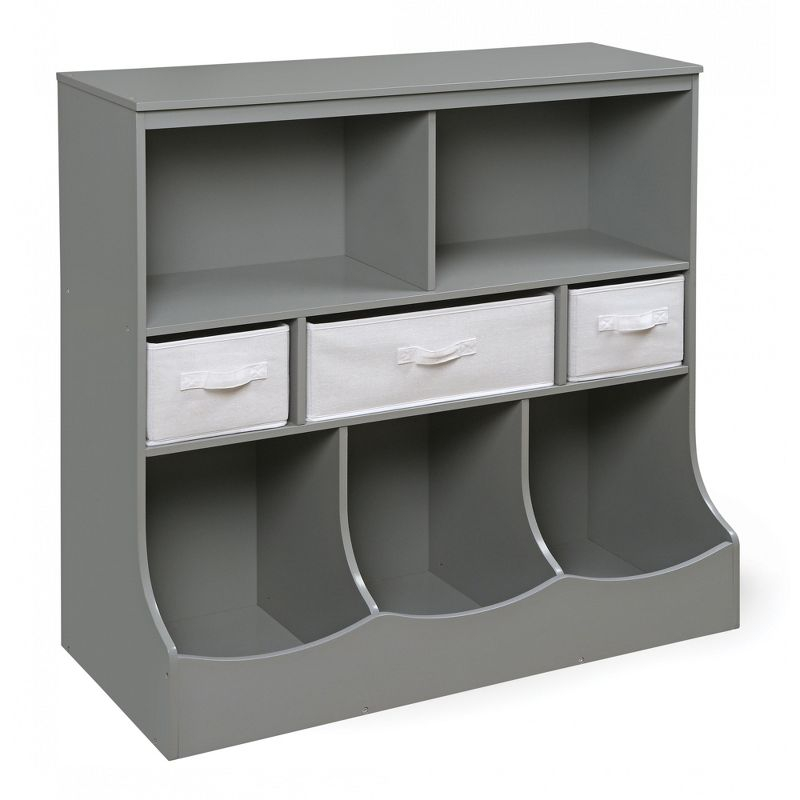 Badger Basket Combo Bin Storage Unit with Three Baskets - Gray