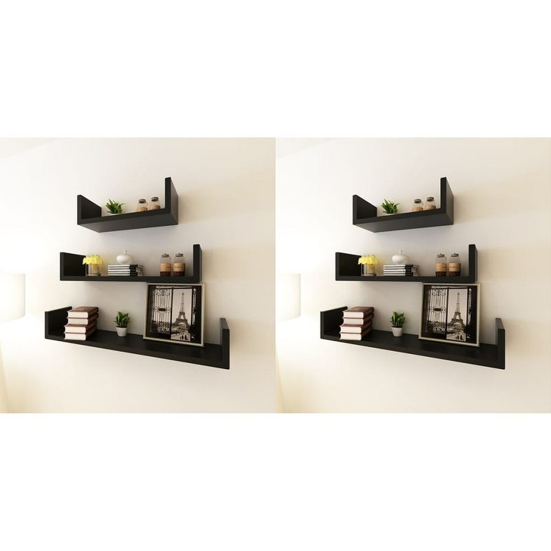 vidaXL Wall Shelves 6 pcs Black