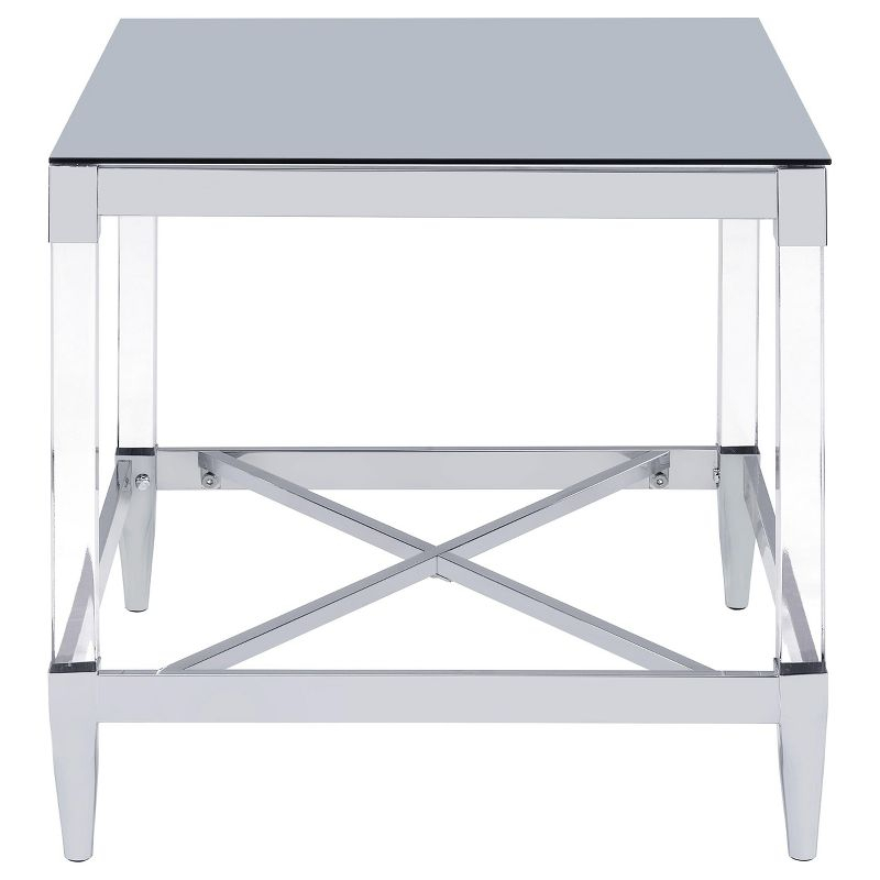Coaster Home Furnishings Lindley Square End Table with Acrylic Legs and Tempered Mirror Top Chrome