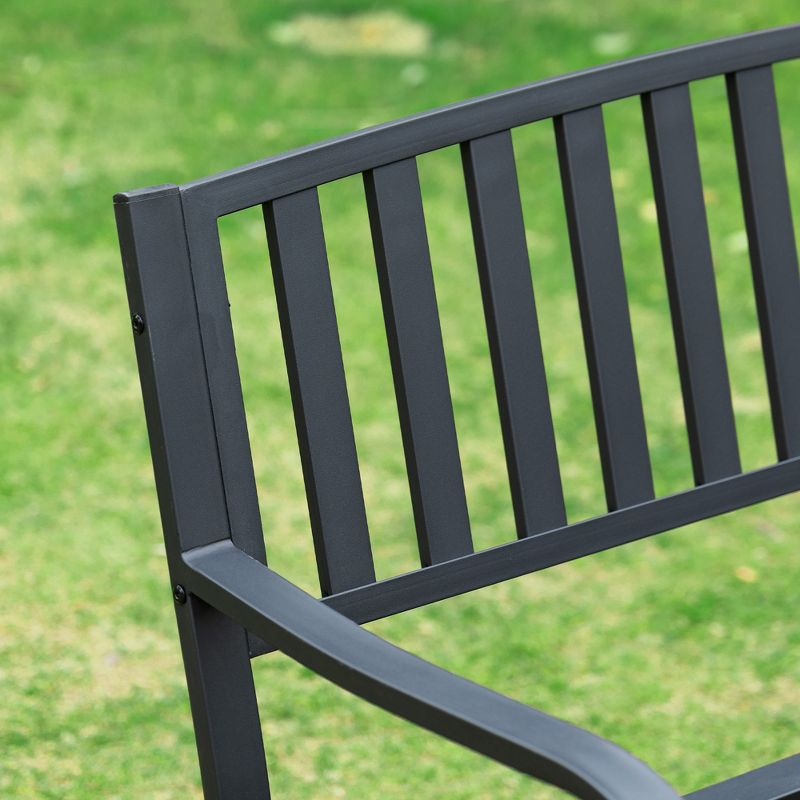 Outsunny Patio Glider Bench Outdoor Swing Rocking Chair Loveseat with Power Coated Steel Frame, Black