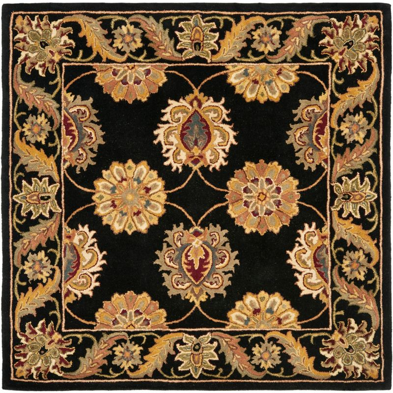 Heritage HG314 Handmade Area Rug - 8'x8' - Black - Safavieh