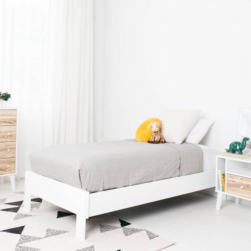 Twin Piperton Platform Bed White - Signature Design by Ashley: Modern Style, No Box Spring Needed