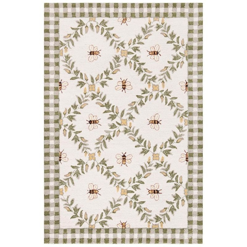 Chelsea HK55 Hand Hooked Accent Rug - Ivory/Green - 3'9"x5'9" - Safavieh