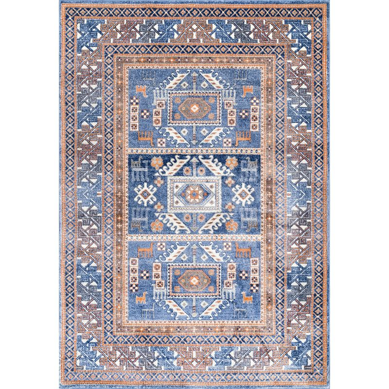 Nuloom Lorena Geometric 3x5 Accent Indoor Area Rug for Living Room Bedroom Dining Room Entryway Kitchen, Blue/Ivory