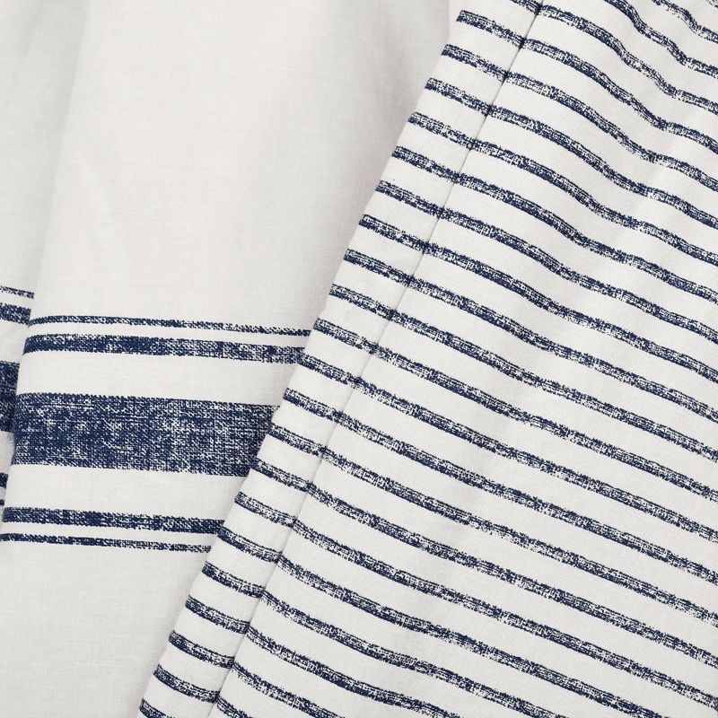 50"x60" Farmhouse Striped Throw Blanket Navy - Lush Décor: Reversible, Cotton, Cozy