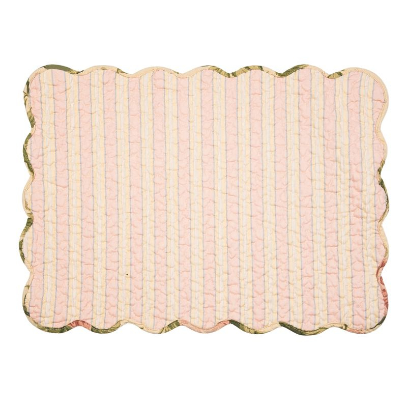 C&F Home 13" x 19" Journee Reversible Quilted Vintage Floral Scalloped  Spring & Summer Dining Tabletop Placemats, Set of 6
