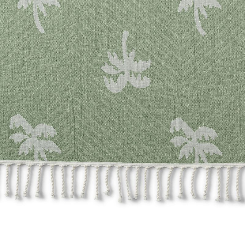 Lands' End Coast Clear Sand Resistant Turkish Cotton Beach Towel - One Size Fits Most - Palm Tree