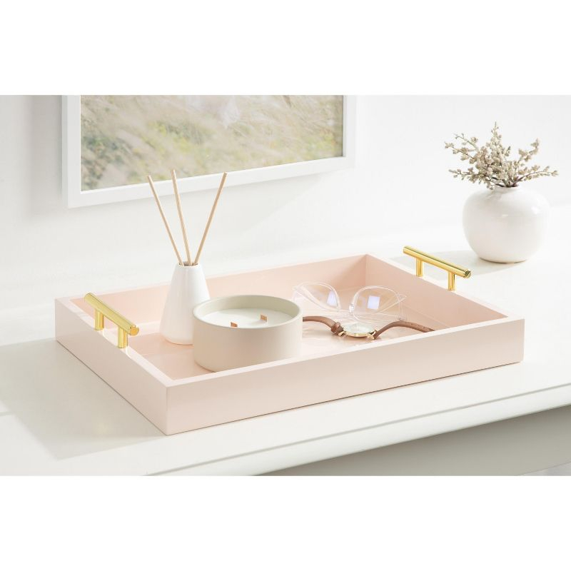 Kate and Laurel Lipton Tray, 16.5x12.25, Pink and Gold
