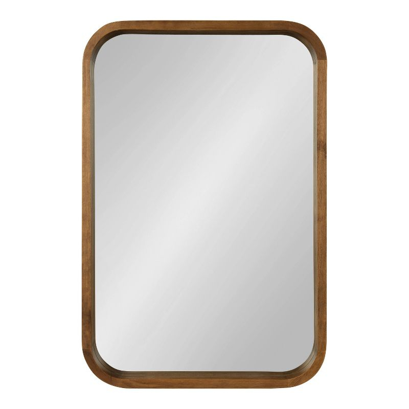 Kate & Laurel All Things Decor 20" x 30" Hutton Wood Framed Rectangle Decorative Wall Mirror Rustic Brown : Poplar, Modern Design