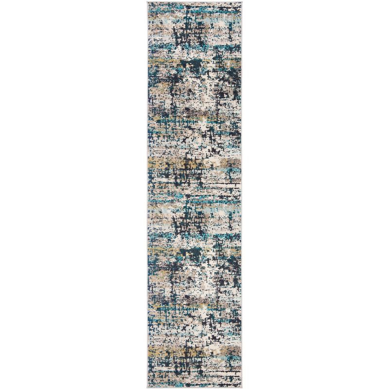 Madison MAD469 Power Loomed Indoor Runner Rug - Cream/Blue - 2'2"x6' - Safavieh