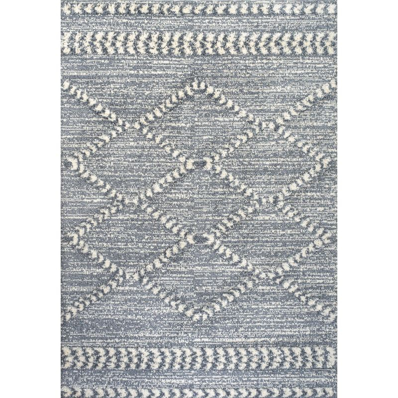 4' x 6' Sofie Moroccan Trellis High-Low Area Rug, Gray/Cream - JONATHAN Y