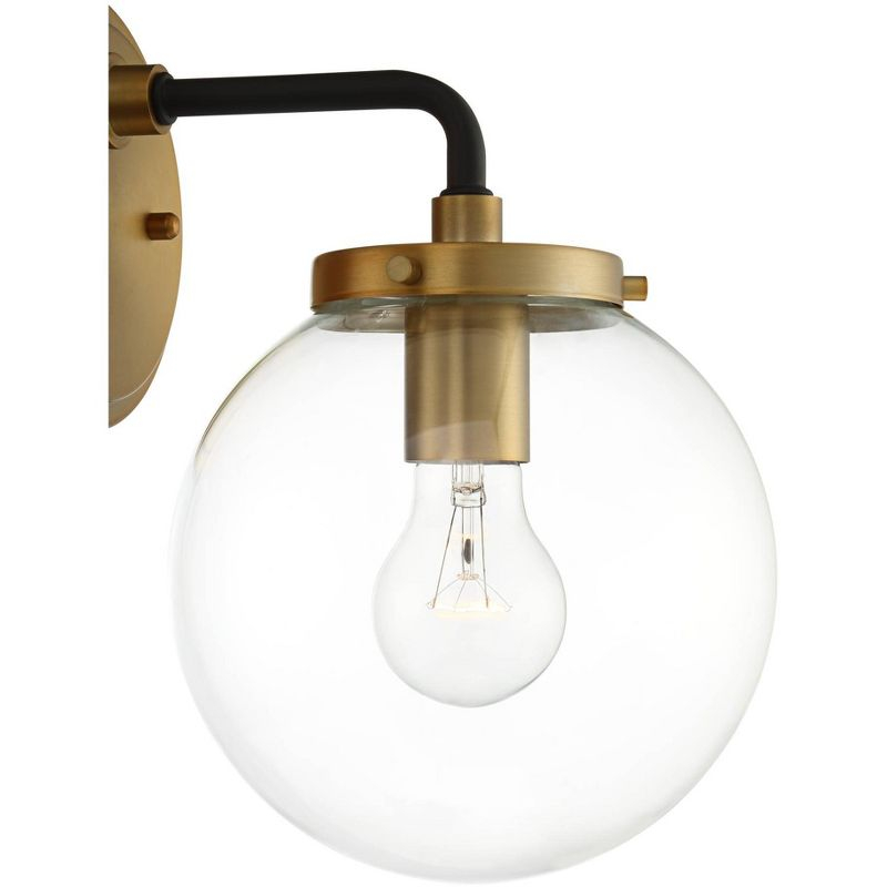 Possini Euro Design Fairling Modern Wall Light Sconce Gold Hardwire 7 1/2" Fixture Clear Glass Globe Shade for Bedroom Bathroom Vanity Reading Hallway