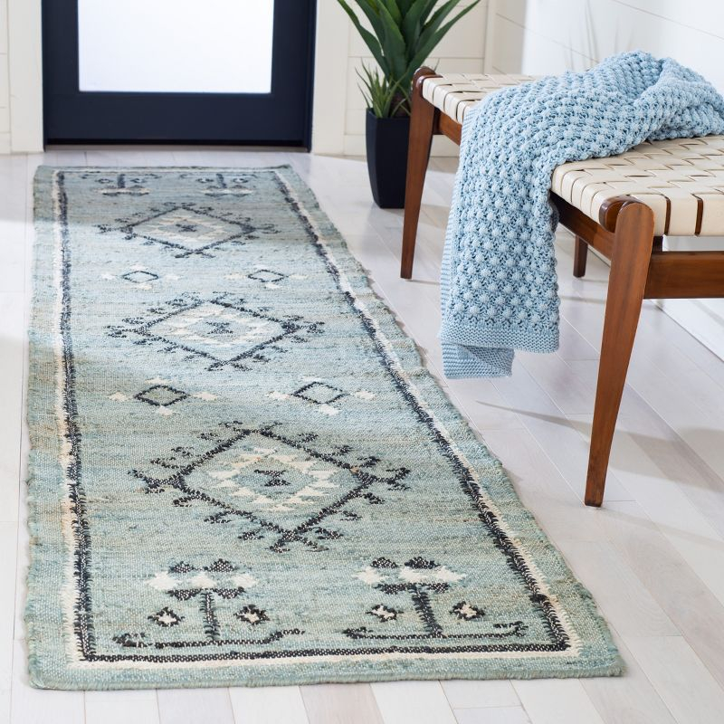Kilim KLM762 Hand Woven Runner Rug - Blue/Black - 2'3"x9' - Safavieh.