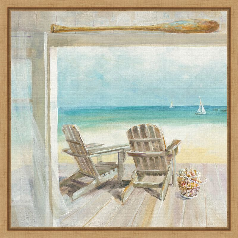 Amanti Art Seaside Morning Crop by Danhui Nai Canvas Wall Art Print Framed 16-in. x 16-in.