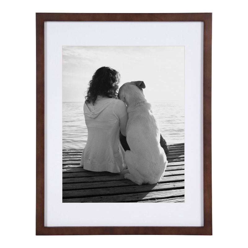 DesignOvation Gallery Rectangle Wood Wall Frame, 14x18 matted to 11x14, Walnut Brown