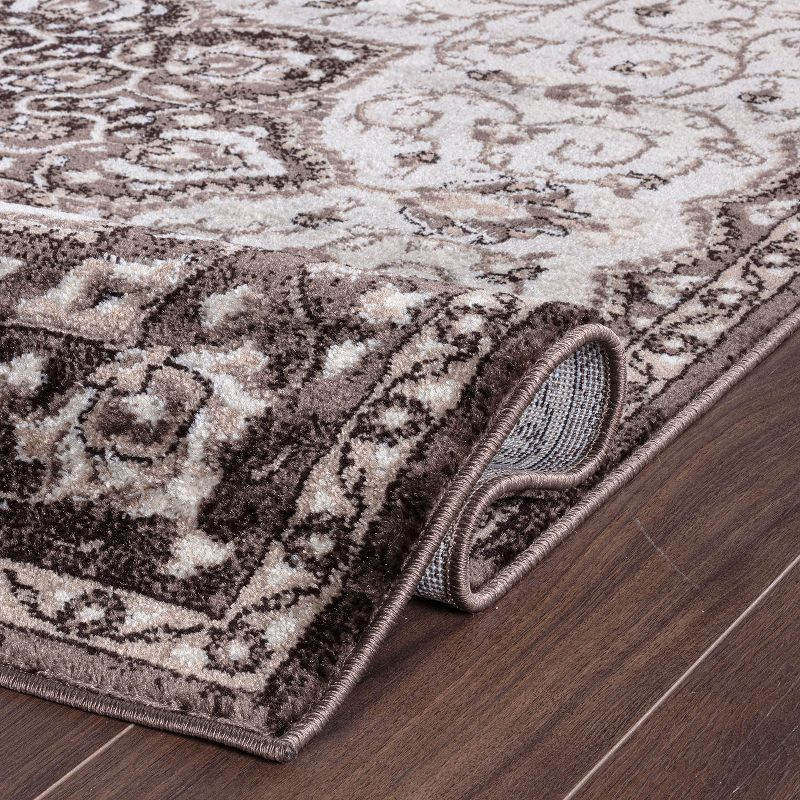 World Rug Gallery Traditional Medallion Area Rug - BROWN 7' 10" x 10'