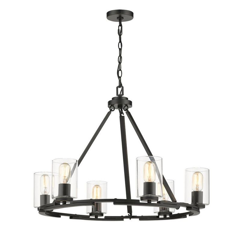 Golden Lighting Monroe 6-Light Chandelier in Matte Black with Gold Highlights and Clear Glass