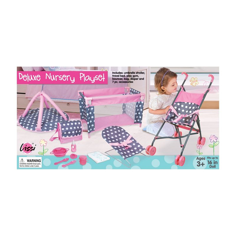 Lissi 5 Piece Baby Doll Deluxe Nursery Play Set w/ 8 Accessories