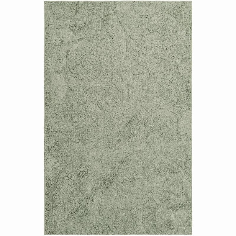 Unique Loom Floral Shag Collection Area Rug - Carved (5' 1" x 8' Rectangle Green)
