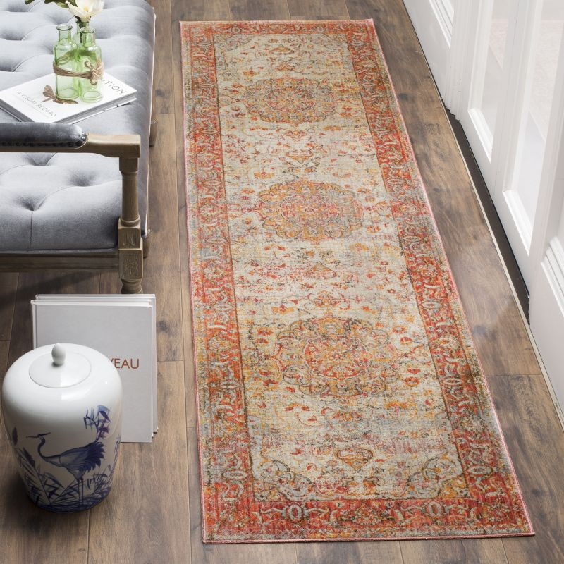 Vintage Persian VTP435 Power Loomed Indoor Runner Rug - Saffron/Cream - 2'2"x12' - Safavieh