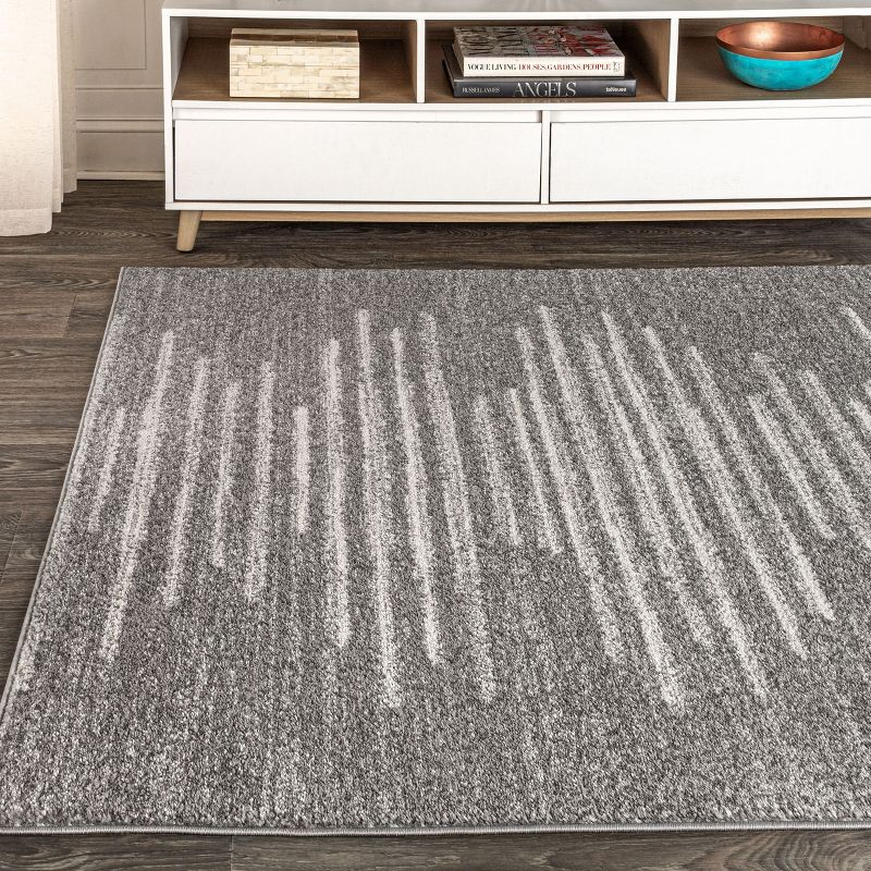 8'x10' Aya Berber Stripe Geometric Area Rug, Gray/Cream - JONATHAN Y