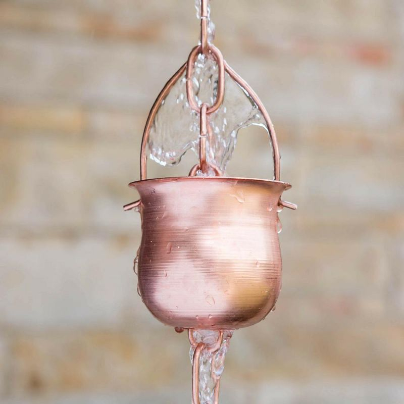 Marrgon Marrgon Copper Rain Chain with Pot Style Cups for Gutter Downspout Replacement