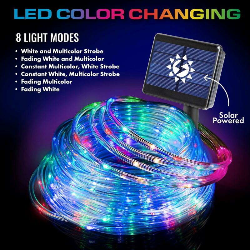 Bell + Howell Bionic 25 Ft Color Changing LED Rope Lights, USB and Solar Powered