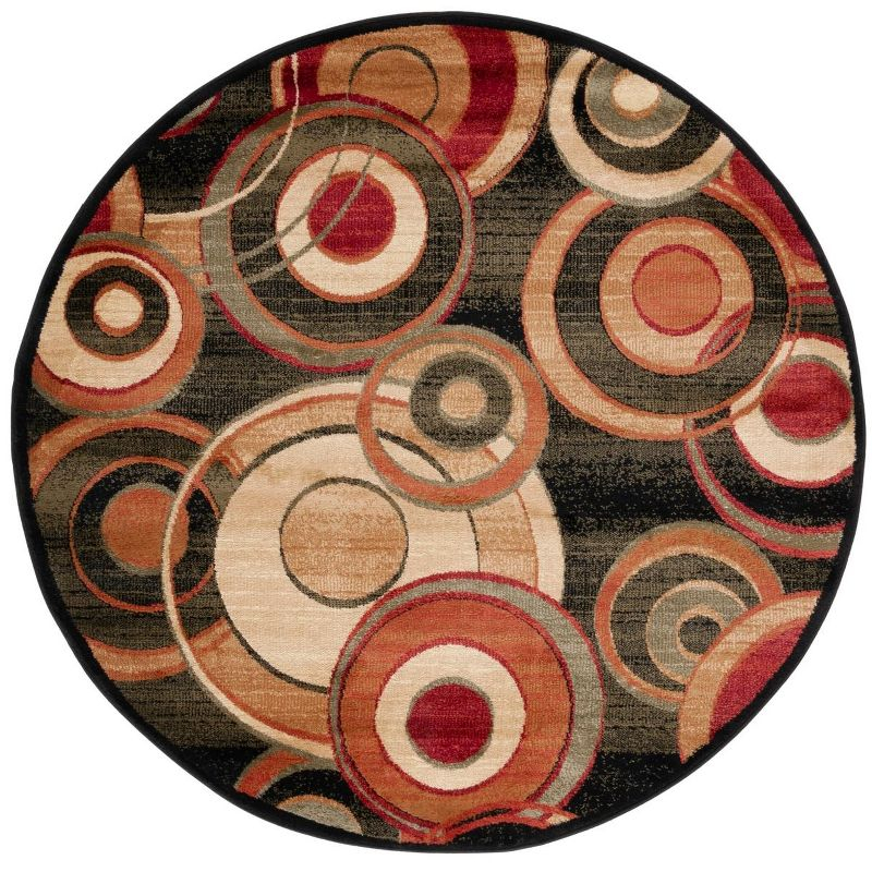 Lyndhurst LNH225 Power Loomed Area Rug - Black/Multi - 7' Round - Safavieh