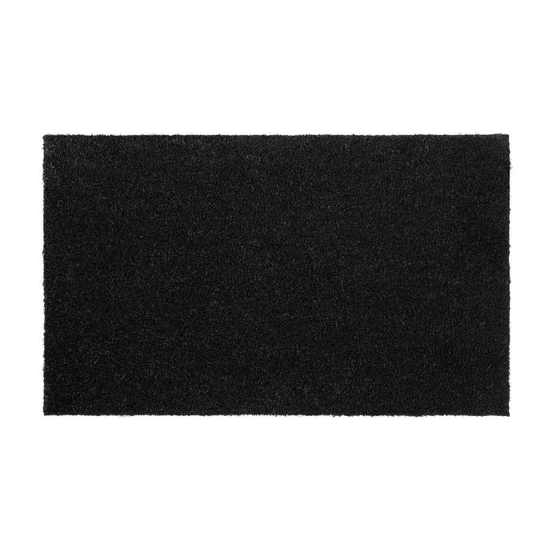 Flash Furniture Harbold 18" x 30" Indoor/Outdoor Solid Natural Coir Doormat with Non-Slip Backing in Black