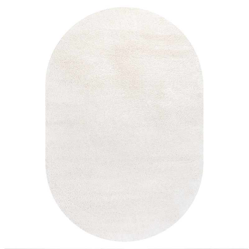 3'x5'Oval  Haze Solid Low-Pile, Cream - JONATHAN Y