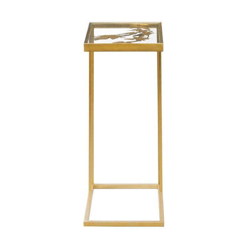 25" Contemporary Metal and Glass Accent Table Gold - Olivia & May