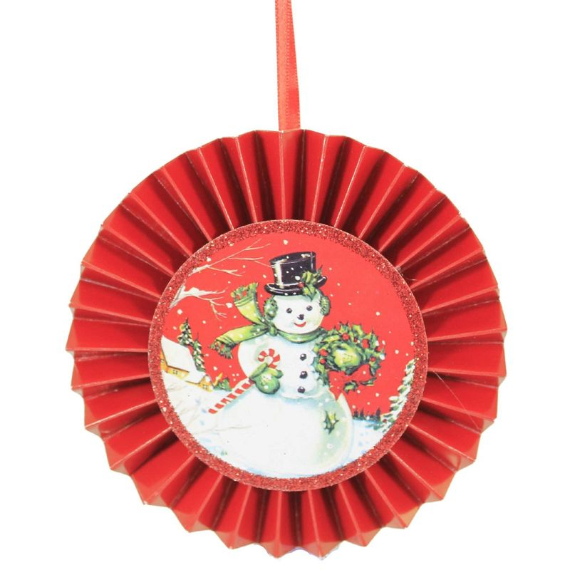 5.0 Inch Holiday Disk Ornaments Set/3 Santa Snowman Reindeer Tree Ornament Sets
