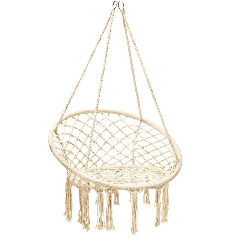 Costway Hanging Hammock Chair Macrame Swing Handwoven Cotton Backrest Garden