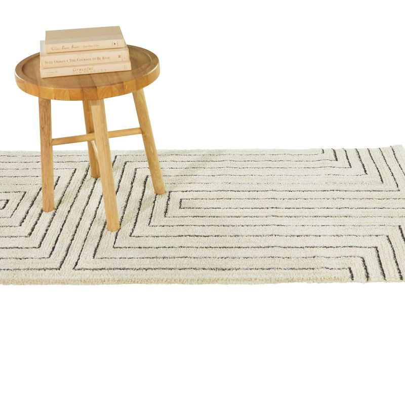 Balta Rugs 2'7"x7' Carmody Transitional Geometric Rug Cream: Off-White Runner, Medium Pile, Indoor Use