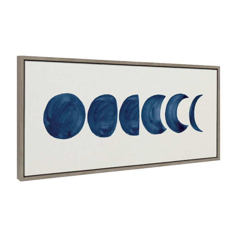 Kate and Laurel Sylvie Linear Moon Phases Framed Canvas by Teju Reval of SnazzyHues, 18x40, Gray