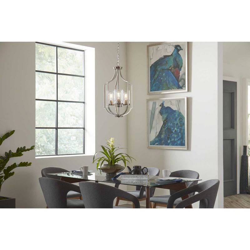 Progress Lighting, Lassiter Collection, 3-Light Foyer, Brushed Nickel, Clear Glass Shades