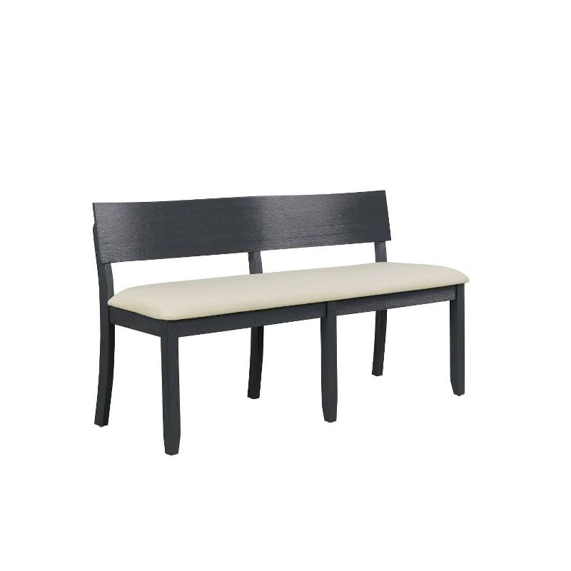 Boraam Capella Cream Fabric Dining Height Bench Matte Black