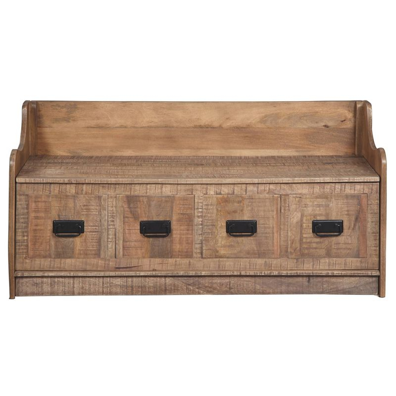 Garrettville Storage Bench Brown - Signature Design by Ashley: Solid Wood, Entryway, Ottoman, End-of-Bed
